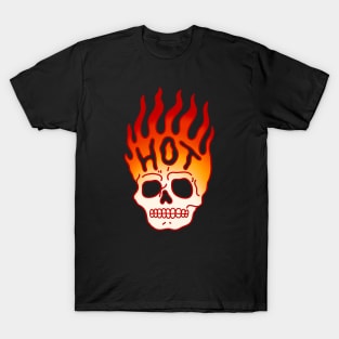 Skull Fire Flames Retro Tattoo T-Shirt